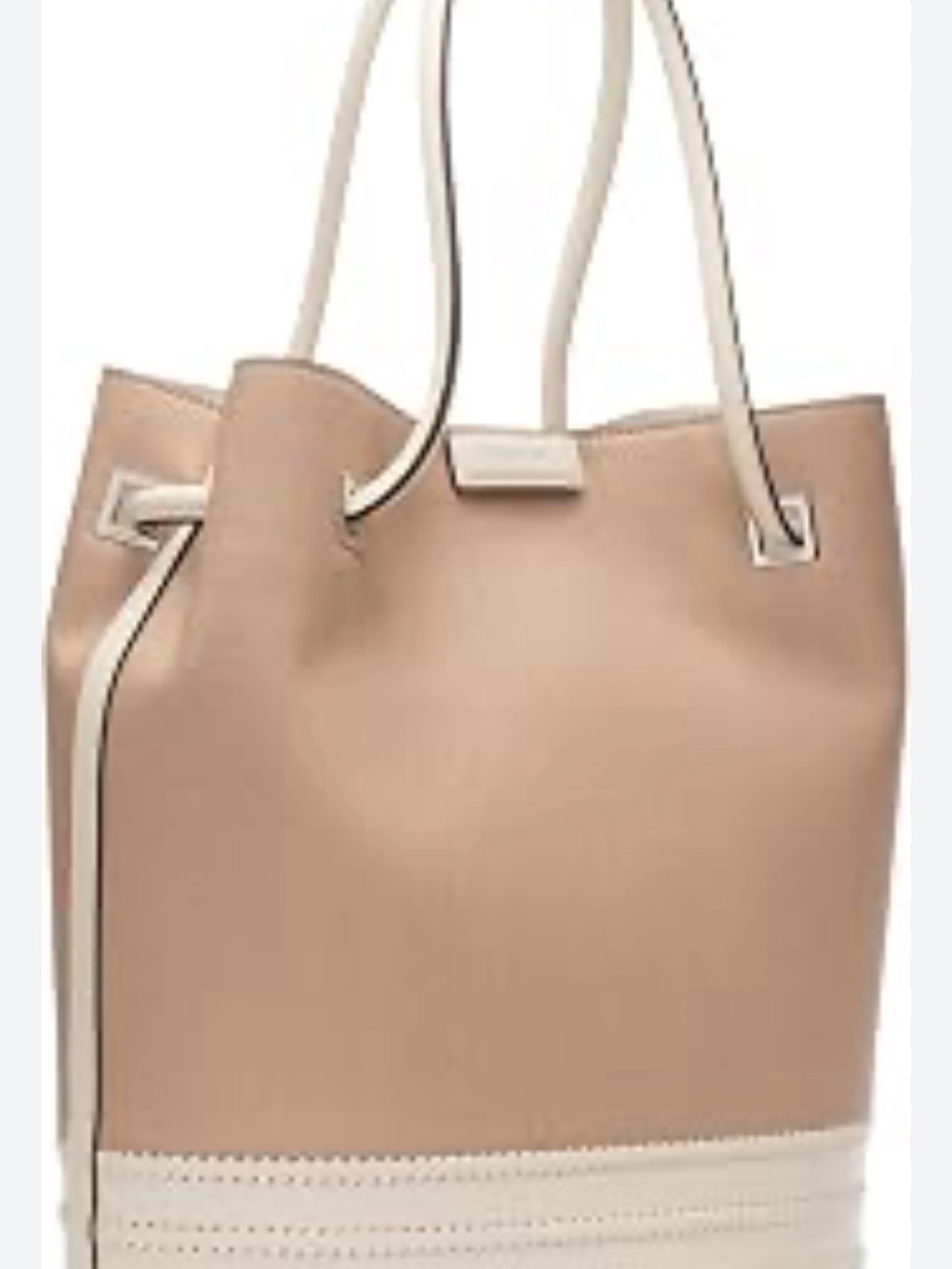 Calvin Klein North/Soth Bag Beige Tote with Cream Trim